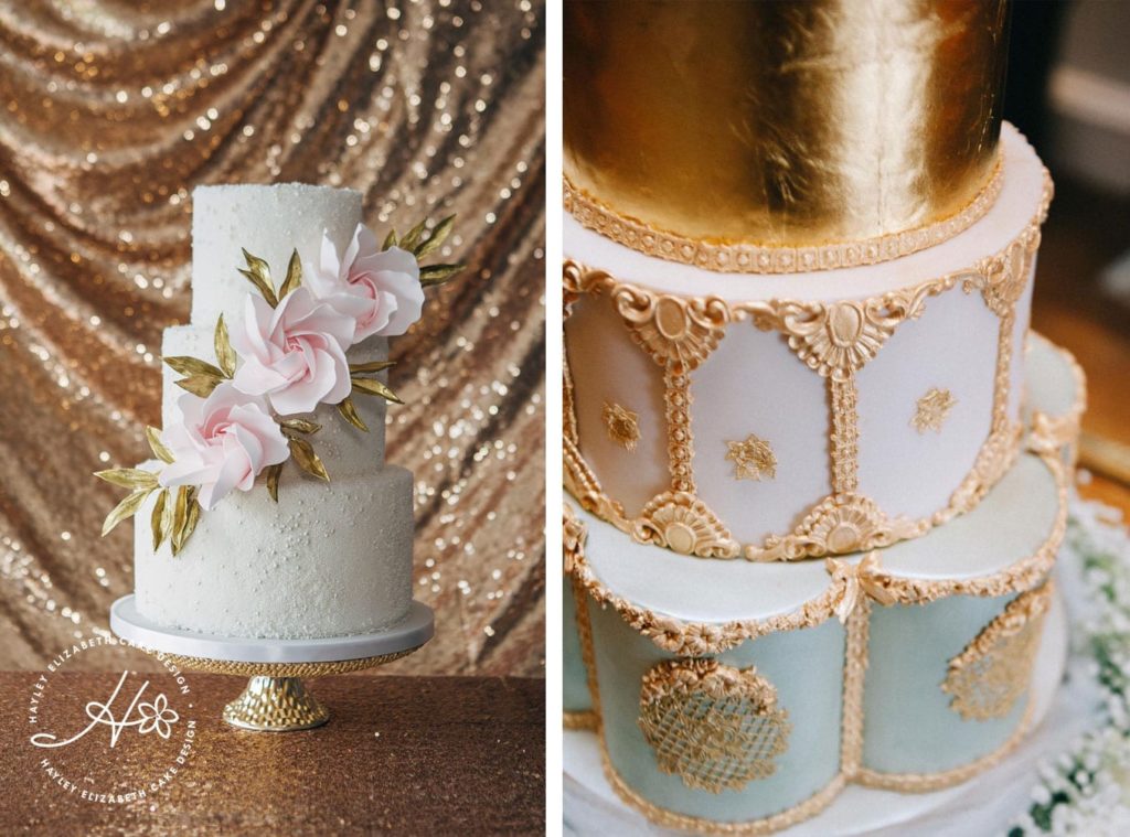 Gold wedding cake, gold sequin wedding cake, gold foil cake, sugar flowers, winter wedding cake, Christmas wedding cake, festive wedding cake, glamorous wedding cake