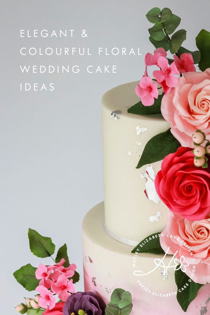 Colourful wedding cakes, bright pink wedding cake, floral wedding cake, elegant wedding cakes, summer wedding cake